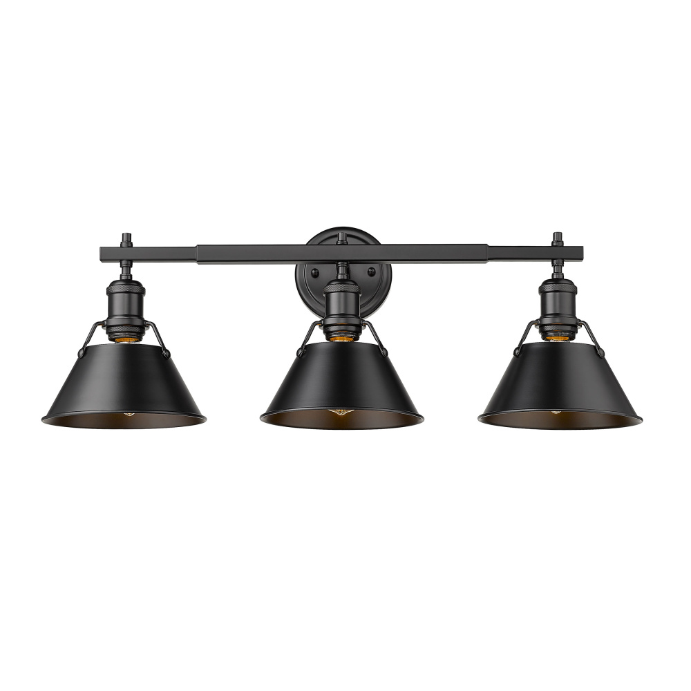 Yep by Golden Lighting Orwell 3-light Vanity in Matte Black